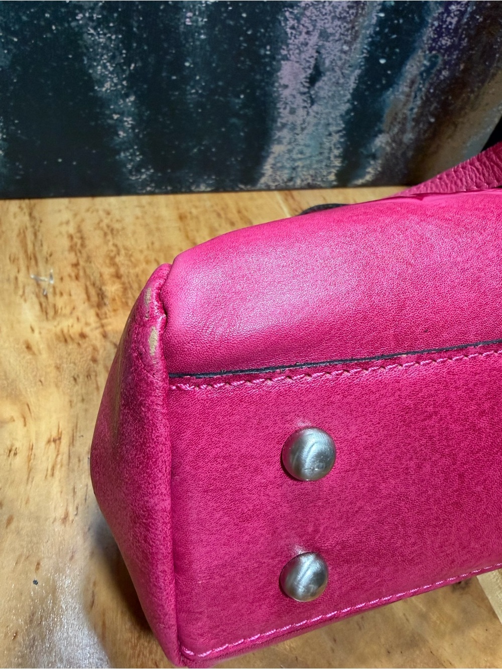 Patricia Nash Barbiecore 2010s Ferrara Pink Rose Tooled Leather Frame Satchel - Picture 13 of 16
